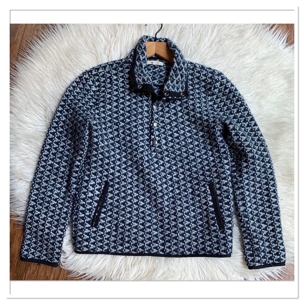Madewell Harmonica Pullover Sweater Jacket Blue White Size XS